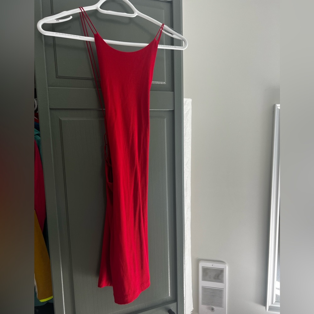 Open back dress mini red